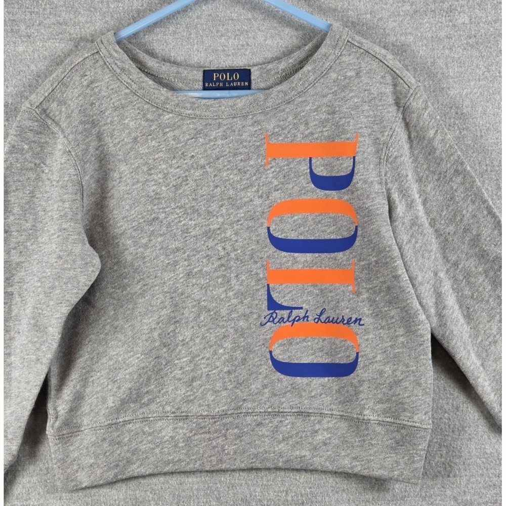 Polo Ralph Lauren Toddler Crewneck Sweatshirt 3T Big Spell Out Logo Gray Heather